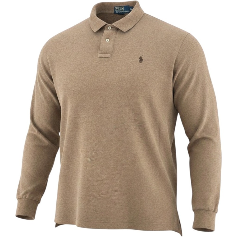 Polo Ralph Lauren Long Sleeve‎ Polo Mens XL Brown Cotton Pique Classic Old Money